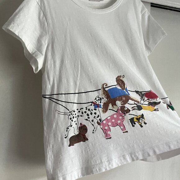 Cath Kidston London Pop Art Dog Print Top Size L White Cotton Short Sleeve Tee - Picture 3 of 15
